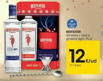 Eroski Beefeater ginebra + taza o ginebra light oferta