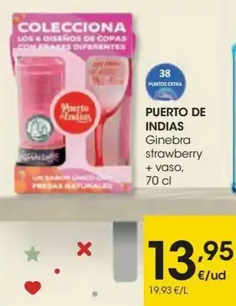 Eroski Puerto de indias ginebra strawberry + vaso oferta