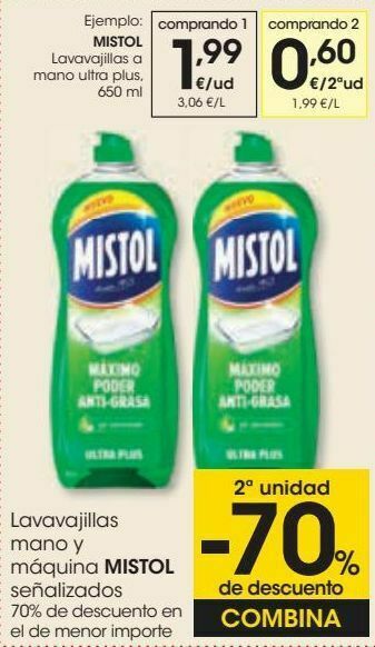 Eroski Mistol lavavajillas a mano ultra plus oferta