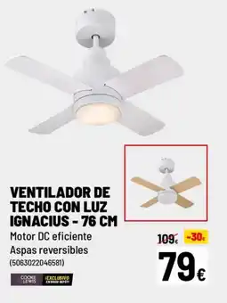 Brico Depôt Ventilador de techo con luz ignacius-76 cm oferta