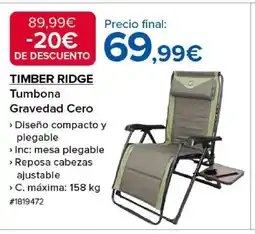 Costco TIMBER RIDGE Tumbona Gravedad Cero oferta