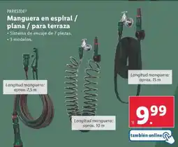 Lidl Manguera en espiral / plana / para terraza oferta
