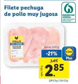 Lidl Filete pechuga de pollo muy jugosa oferta