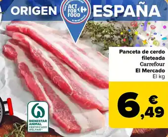 Carrefour Panceta de cerdo fileteada Carrefour El Mercado oferta