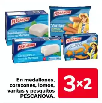 Carrefour PESCANOVA En medallones, corazones, lomos, varitas y pesquitos oferta