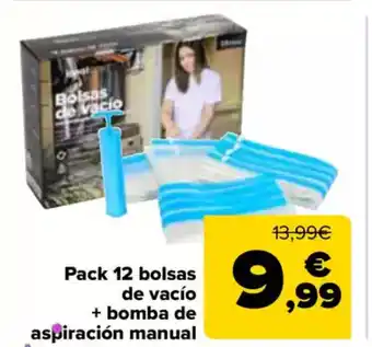 Carrefour Pack 12 bolsas de vacío + bomba de aspiración manual oferta