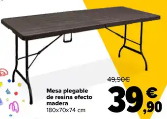 Carrefour Mesa plegable de resina efecto madera 180x70x74 cm oferta