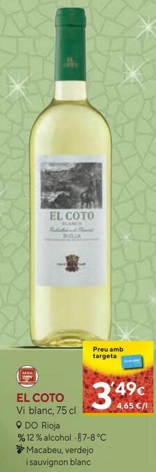 Caprabo Vino blanco el coto oferta