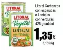 FROIZ Litoral - garbanzos con espinacas o lentejas con verduras oferta