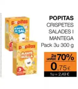 Plusfresc POPITAS Crispetes salades i mantega oferta