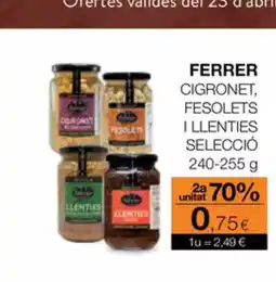 Plusfresc FERRER Cigronet, fesolets i llenties oferta