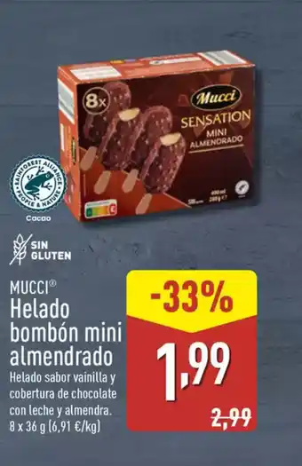 ALDI MUCCI Helado bombón mini almendrado oferta