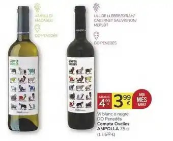 Supermercados Charter Compta Ovelles AmpollaVi Blanc O Negre Do Penedès 75cl oferta