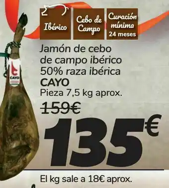 Carrefour Jamón de cebo de campo ibérico 50% raza ibérica cayo oferta