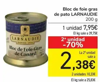 Carrefour Bloc de foie gras de pato larnaudie oferta