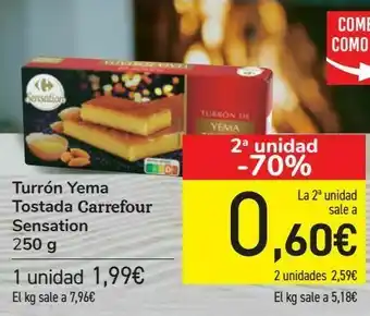 Turrón yema tostada carrefour sensation