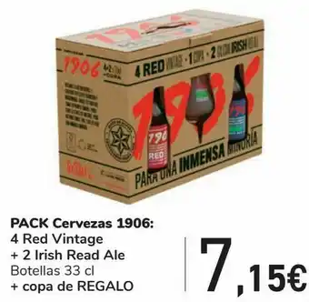 Carrefour Pack cerveza 1906: 4 red vintage + 2 irish read ale + copa de regalo oferta