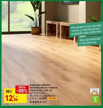 Leroy Merlin Suelo porcelánico Dynamic efecto madera natural 20 x 120 cm oferta