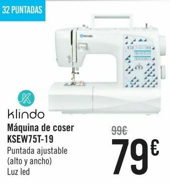 Carrefour Klindo máquina de coser ksew75t-19 oferta