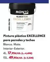 BricoCentro Monto - pintura plástica excellence para paredes y techos oferta