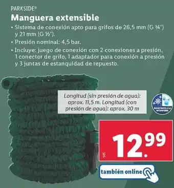 Lidl Parkside - manguera extensible oferta