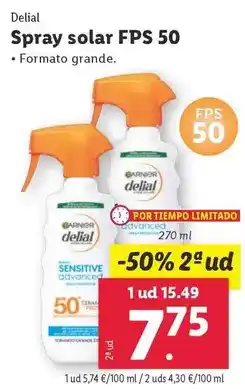 Lidl Garnier - delial/ spray solar fps 50 oferta
