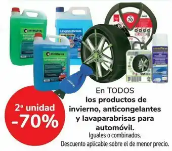 En todos los productos de invierno, anticongelantes y lavaparabrisas para automóvil