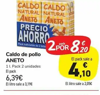 Carrefour Market Caldo de pollo aneto, 1 l. pack 2 unidades oferta