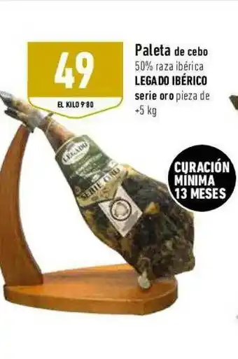 Supermercados Deza Paleta De Cebo 50% Raza Ibérica Legado Ibérico oferta