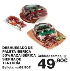 El Corte Inglés Deshuesado de paleta ibérica 50% raza ibérica oferta