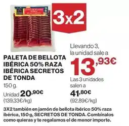 El Corte Inglés Paleta de bellota ibérica 50% raza ibérica secretos de tonda oferta