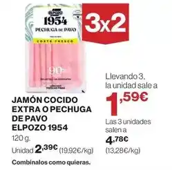 El Corte Inglés Elpozo - jamón cocido extra o pechuga de pavo 1954 oferta