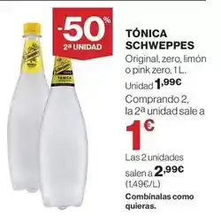 El Corte Inglés Schweppes - tonica oferta