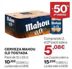 El Corte Inglés Mahou - cerveza 0,0 tostada oferta