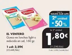 Supermercados Lupa El ventero - queso en lonchas light oferta