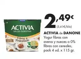 Supermercados Lupa Danone - activia yogur fibras con avena y nueces o 0% fibras con cereales oferta