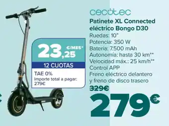Carrefour CECOTEC Patinete XL Connected eléctrico Bongo D30 oferta