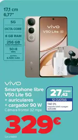 Carrefour VIVO Smartphone libre V50 Lite 5G + auriculares + cargador 90 W oferta