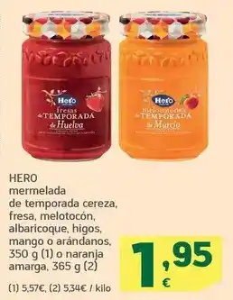 HiperDino HERO mermelada de temporada cereza, fresa, melotocón, albaricoque, higos, mango o arándanos, 350 g (1) o naranja amarga oferta