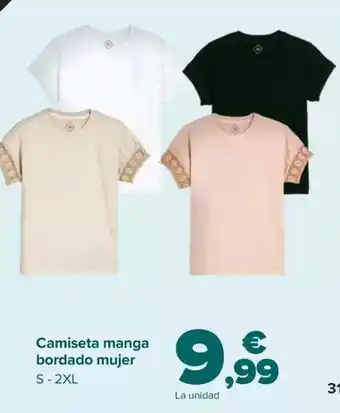 Carrefour TEX Camiseta manga bordado mujer S-2XL oferta