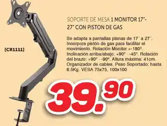 Mandatelo.com Soporte de mesa 1 monitor 17"- 27″ con piston de gas oferta