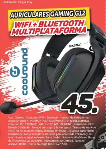Mandatelo.com COOLSOUND Auriculares gaming g12 wifi + bluetooth multiplataforma oferta
