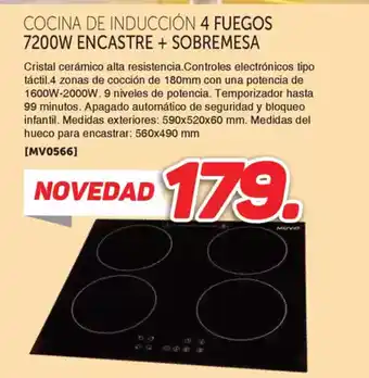 Mandatelo.com Cocina de inducción 2 fuegos 3300w encastre + sobremesa oferta