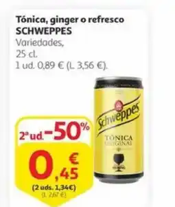 Alcampo SCHWEPPES Tónica, ginger o refresco oferta