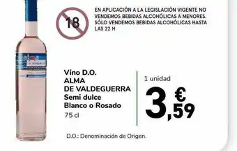 Carrefour Express Vino D.o. Alma De Valdeguerra Semi Dulce Blanco O Rosado oferta