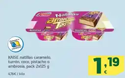 HiperDino KAISE natillas caramelo, turrón, coco, pistacho o ambrosia oferta