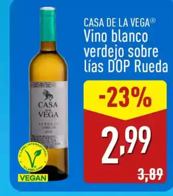 ALDI CASA DE LA VEGA Vino blanco verdejo sobre lías DOP Rueda oferta