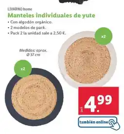Lidl Manteles individuales de yute oferta