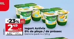 Dia logurt Activia 0% de pinya / de préssec oferta