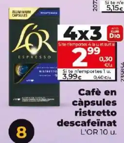 Dia Cafè en càpsules ristretto descafeinat oferta